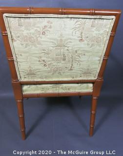 Asian Style Upholstered Open Armed Occasional Chair; 24"W x 33"T 