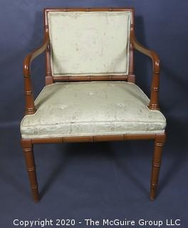 Asian Style Upholstered Open Armed Occasional Chair; 24"W x 33"T 