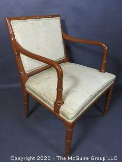 Asian Style Upholstered Open Armed Occasional Chair; 24"W x 33"T 