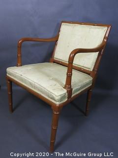 Asian Style Upholstered Open Armed Occasional Chair; 24"W x 33"T 