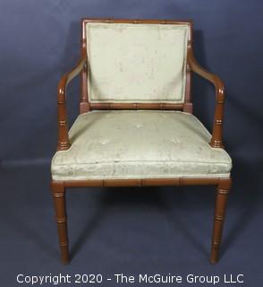 Asian Style Upholstered Open Armed Occasional Chair; 24"W x 33"T 