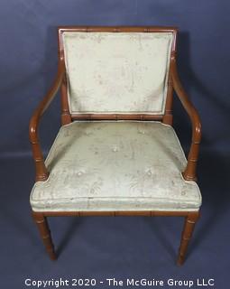 Asian Style Upholstered Open Armed Occasional Chair; 24"W x 33"T 