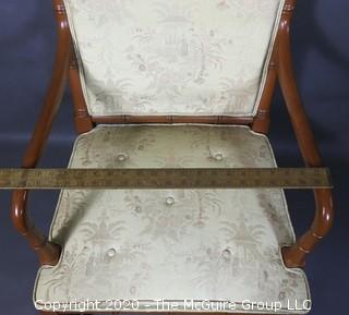 Asian Style Upholstered Open Armed Occasional Chair; 24"W x 33"T 