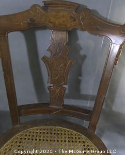 (3) Wooden side chairs with cane seats 