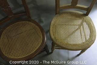 (3) Wooden side chairs with cane seats 