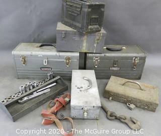 Collection of metal tool boxes and contents