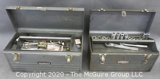 Collection of metal tool boxes and contents