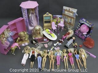 Group of Contemporary Toys.  Includes Barbies, Accessories, Etc