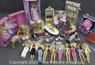 Group of Contemporary Toys.  Includes Barbies, Accessories, Etc