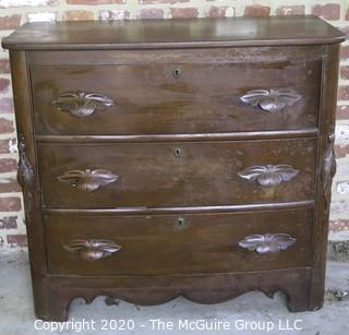 3 drawer wooden chest; 19"D x 38"W x 34"T