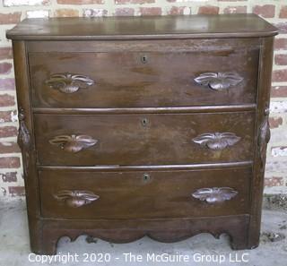 3 drawer wooden chest; 19"D x 38"W x 34"T