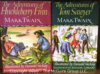 2 Mark Twain, Illustrated Junior Library Books - Huckleberry Finn and Tom Sawyer