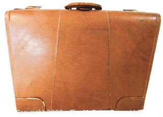 Vintage Leather Valise/ Suitcase; 16" x 24" 8"