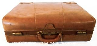 Vintage Leather Valise/ Suitcase; 16" x 24" 8"