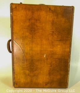 Large Leather Vintage Valise (Samsonite); hinges on short side; 20" x 30" x 8"