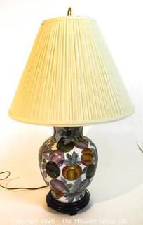 Floral Decorated Table Lamp; with shade