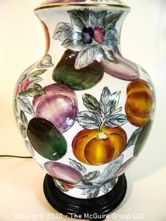 Floral Decorated Table Lamp; with shade