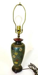 Cloisonne Table Lamp with Shade (cloisonne vase is 10 1/2"T; total lamp height with shade is 25")
