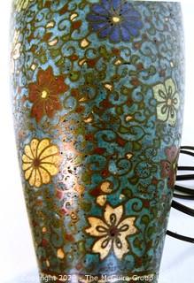 Cloisonne Table Lamp with Shade (cloisonne vase is 10 1/2"T; total lamp height with shade is 25")
