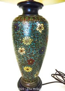 Cloisonne Table Lamp with Shade (cloisonne vase is 10 1/2"T; total lamp height with shade is 25")
