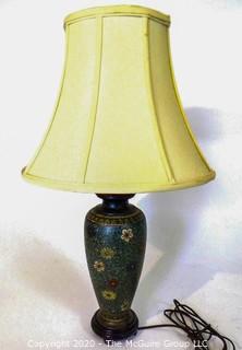 Cloisonne Table Lamp with Shade (cloisonne vase is 10 1/2"T; total lamp height with shade is 25")
