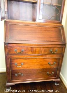 Mahogany Stepped Back Secretary/Bookcase; made by Colonial Manufacturing Co., 9/18"D x 34"W x 84"T