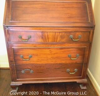 Mahogany Stepped Back Secretary/Bookcase; made by Colonial Manufacturing Co., 9/18"D x 34"W x 84"T