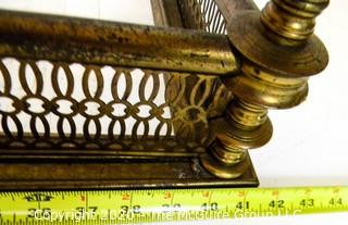 Brass Fireplace Fender; 14"D x 42"W; with fireplace tool set