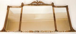 Gilt Framed Wall Mirror with Eagle Crest; 24 x 52"