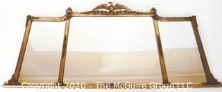 Gilt Framed Wall Mirror with Eagle Crest; 24 x 52"