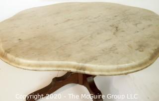 Scalloped Marble Top Low Table;  18"T x 34"W