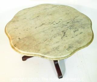 Scalloped Marble Top Low Table;  18"T x 34"W