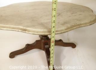 Scalloped Marble Top Low Table;  18"T x 34"W