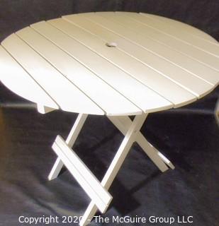 Collapsible Wooden Slat Table; 32" diameter