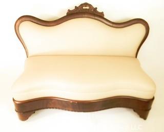 Antique Biedermeier Upholstered Love Seat on casters; 22 x 44 x 36"T