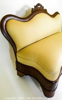 Antique Biedermeier Upholstered Love Seat on casters; 22 x 44 x 36"T