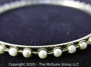 Silver Bangle Bracelet with White Stones