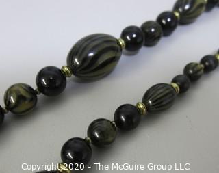 Black Striped Bead Necklace