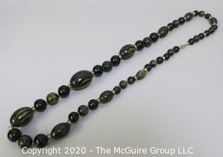 Black Striped Bead Necklace