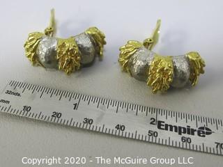 Pair of Gold & Silver Tone Clip On Earrings.