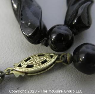 Black Glass Bead Necklace with Clasp.