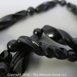 Black Glass Bead Necklace with Clasp.