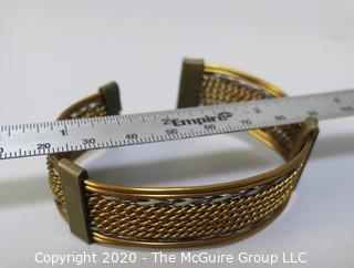 Two Woven Metal Ware Cuff Style Bracelets