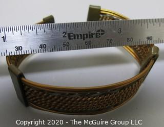 Two Woven Metal Ware Cuff Style Bracelets