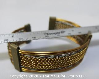 Two Woven Metal Ware Cuff Style Bracelets