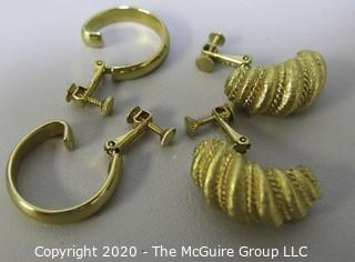 (2) Pair of Ladies Gold Tone Clip Earrings; including Napier