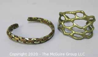 Two Cuff Style Metal Work Bracelets