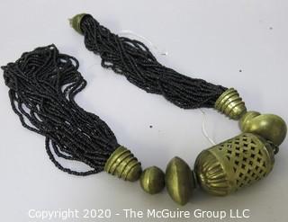 Brass with Multi Strand Black Seed Bead Necklace.