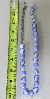 Blue Slag Glass Bead Necklace.