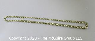 Vendome Gold Tone Rope Chain, 15" long.